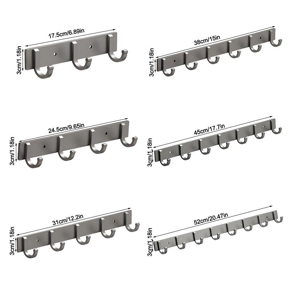 Aluminum Alloy Wall Mounted Hook Rack Strong Adhesive Space Saving Towel Rack Hook Heavy Duty Load Bearing 3-8 Hooks