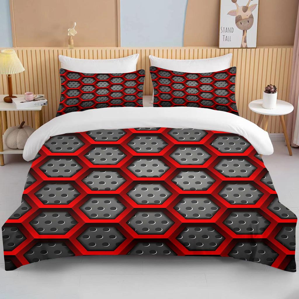 3D Geometric Hexagonal Rhombus Print Bedding Set Duvet Cover 1 Duvet Cover 2 Pillowcases Adult and Kids Bedding Set Luxury Gifts