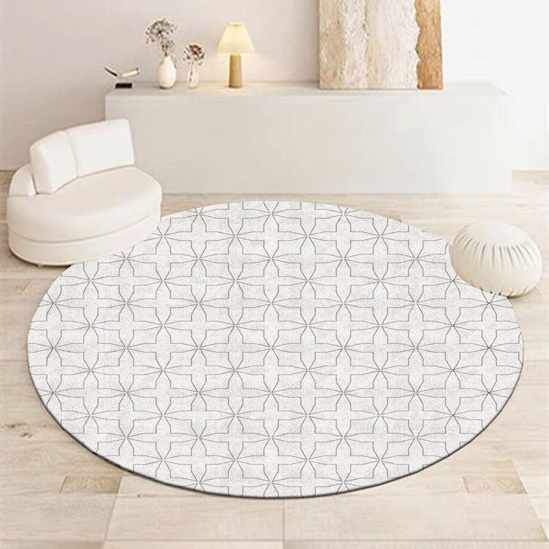 Okrągły Minimalistyczny Dywan z Abstrakcyjnym Geometrycznym Wzorem Kropki i Fali – Nowoczesny Wystrój Domu do Salonu Biura Diameter 60cm