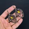 Citrine 999 Copper Wire Wrapped Earrings, Handmade Gemstone Jewelry Earrings For Memorial Day