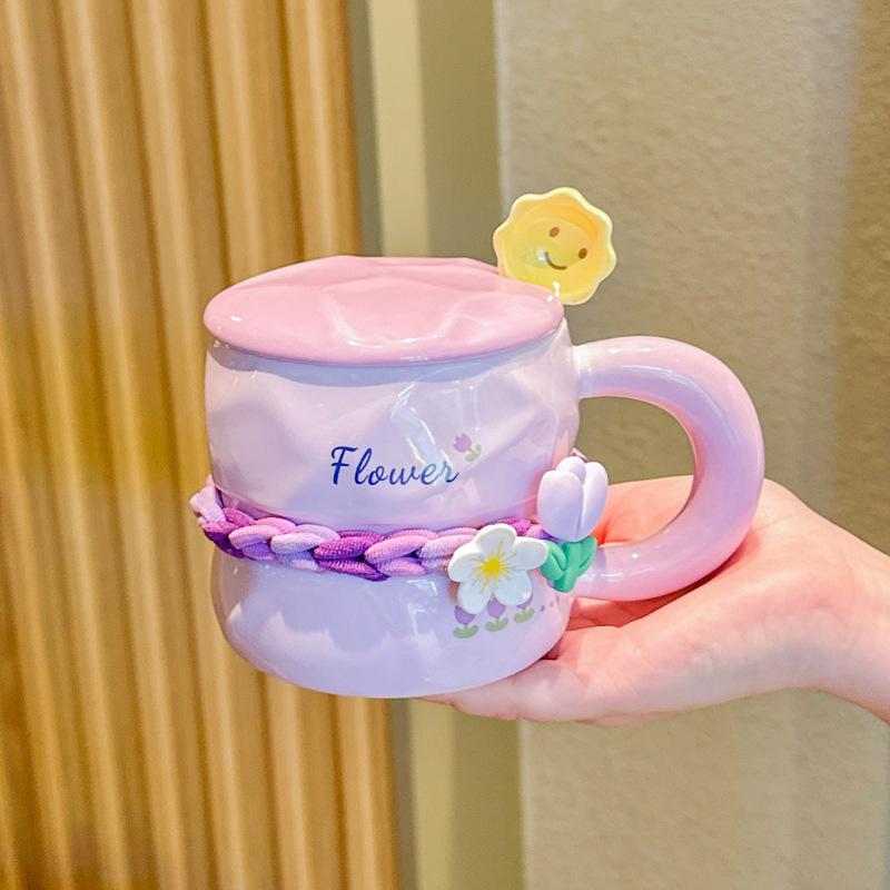 Uroczy kubek w kwiaty w pudełku prezentowym dla dziewczynek i dziewczyn, wartościowy prezent urodzinowy, praktyczny ceramiczny kubek pamiątkowy