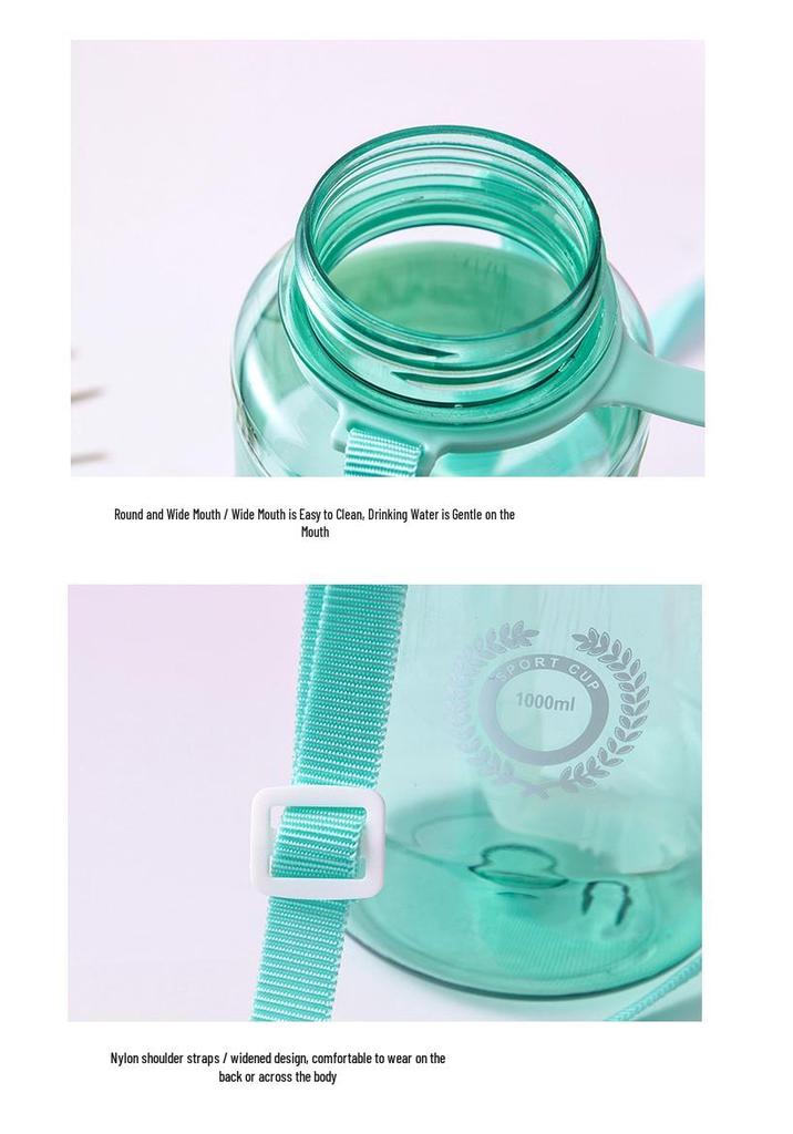 Portable 2000ml Sports Water Bottle with Double Lid and Straw for Men and Women, Ideal for Fitness Activities