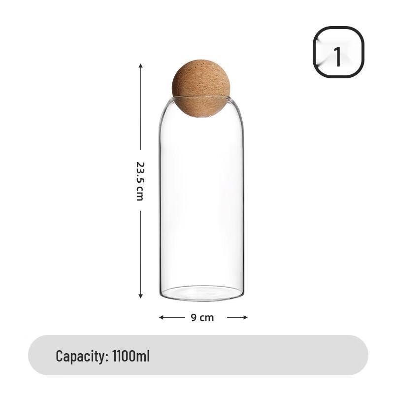 High Borosilicate Glass Storage Jars with Cork Lids (Set of 2)