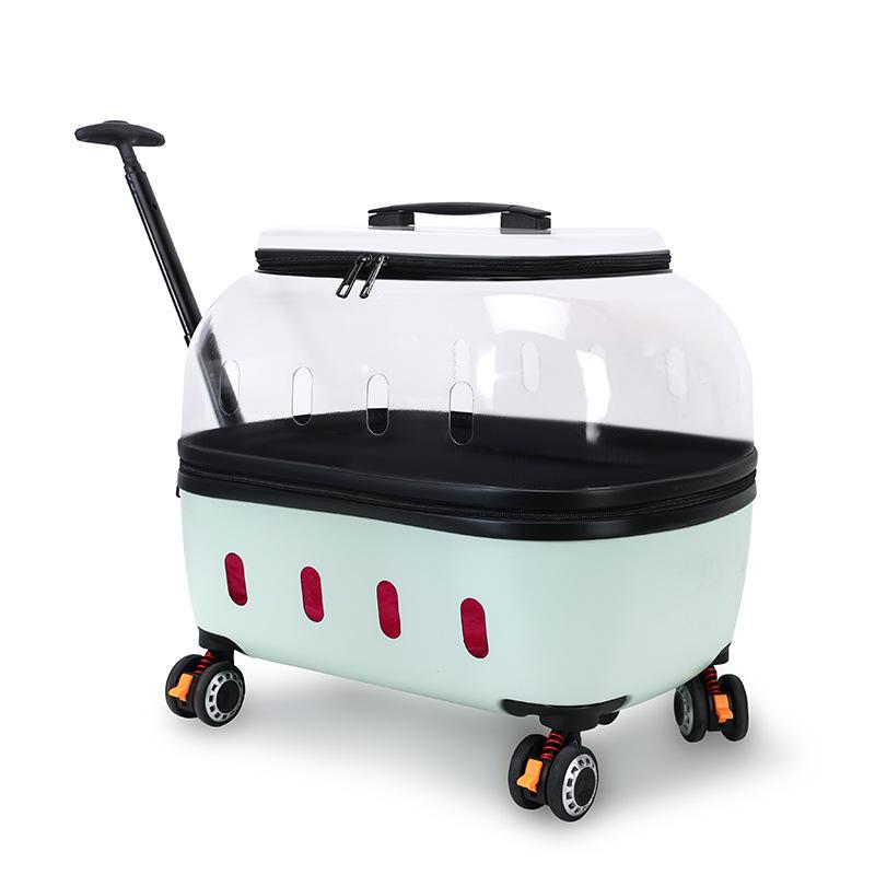 

Transparent Pet Suitcase for Traveling Large Capacity Cat Carry Portable Cat Stroller Comfortable Breathable Pet Transport Crate 48x35x46cm зелёный