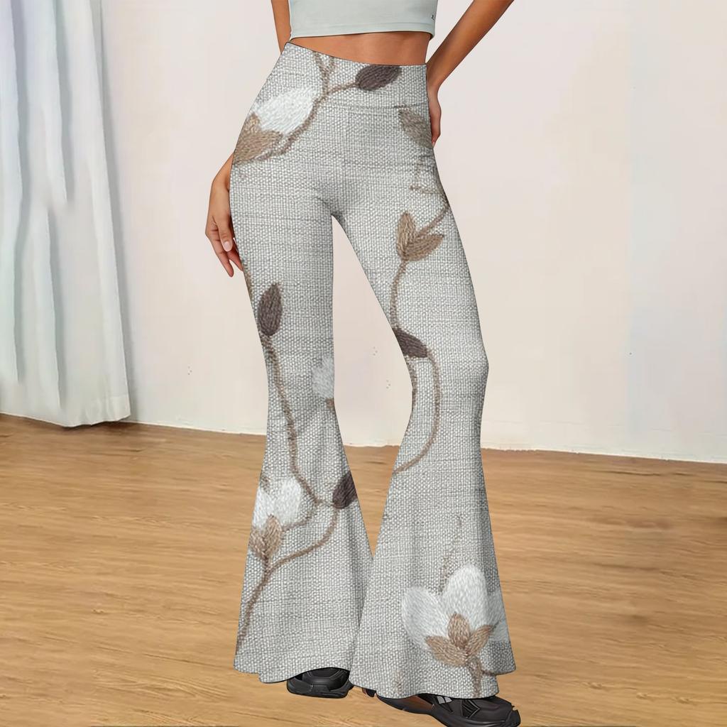 Pantaloni Yoga Donna a Zampa Vita Alta - Pantaloni Lunghi Casual Slim Fit per Uso Quotidiano