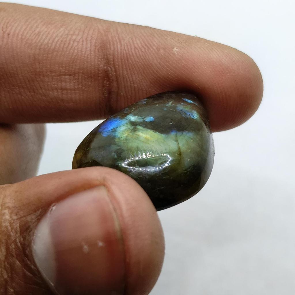 Natural Rainbow Labradorite Teardrop Cabochon, Flashy Blue Gemstone for Jewelry Making