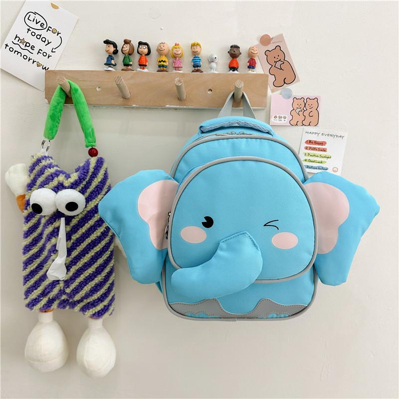 Cute Lightweight Elephant Children's Backpack For Boys And Girls Ages 3 To 6 In Blue Grey Pink And Green