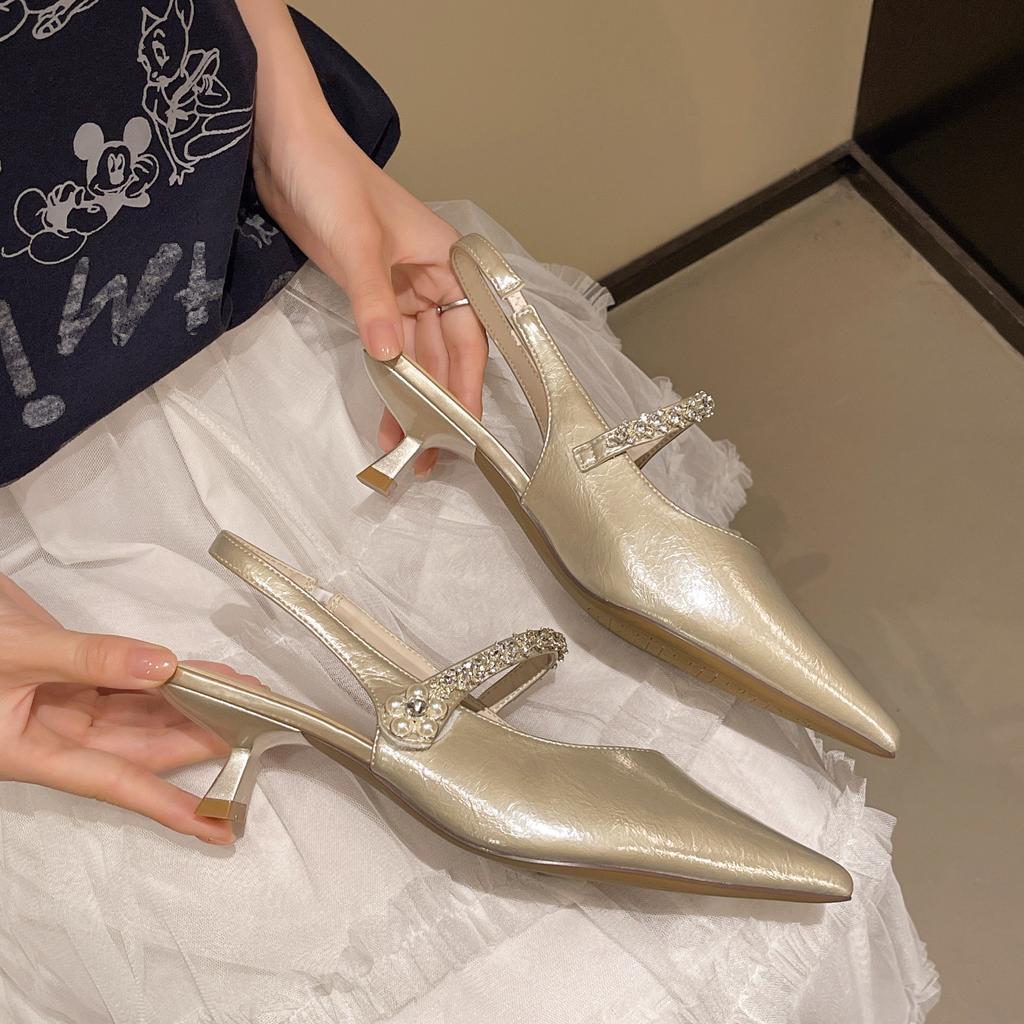 High heels stiletto medium heel bag head sandals women's 2025 new summer fairy style with skirt Mary Jane single shoes