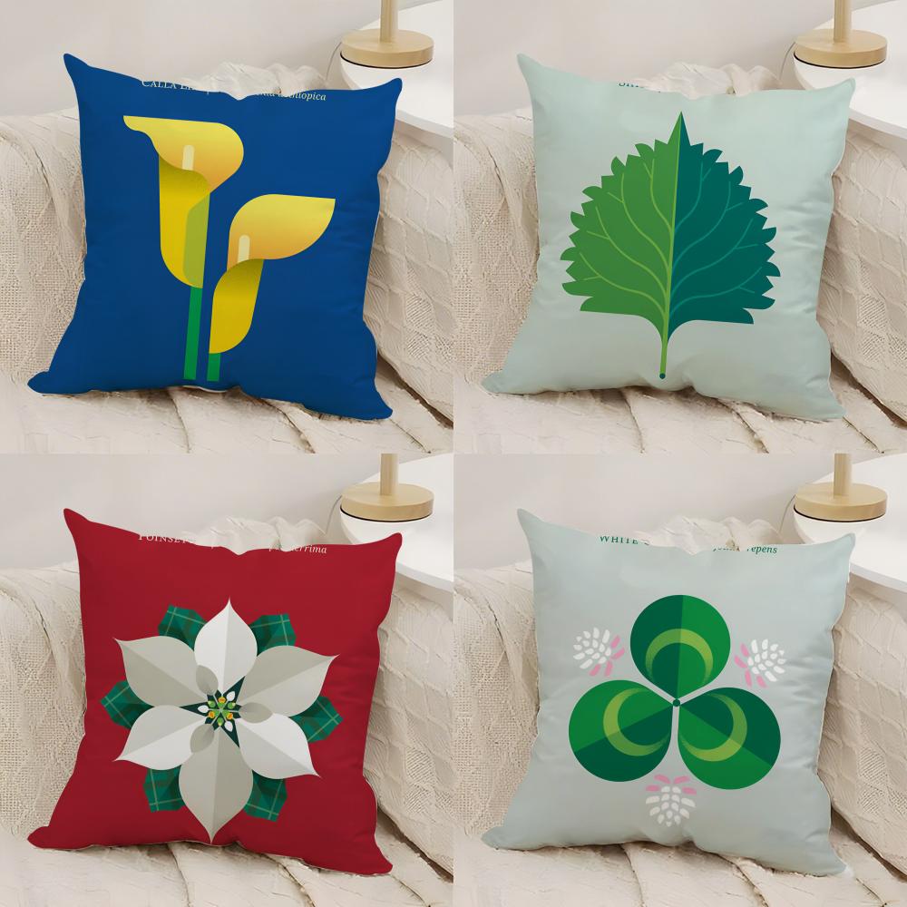 Flower Art Simple Cushion Cover Silky Short Plush DoubleSided Printed Pillow Case for Sofa All Seasons Home Decor Gift