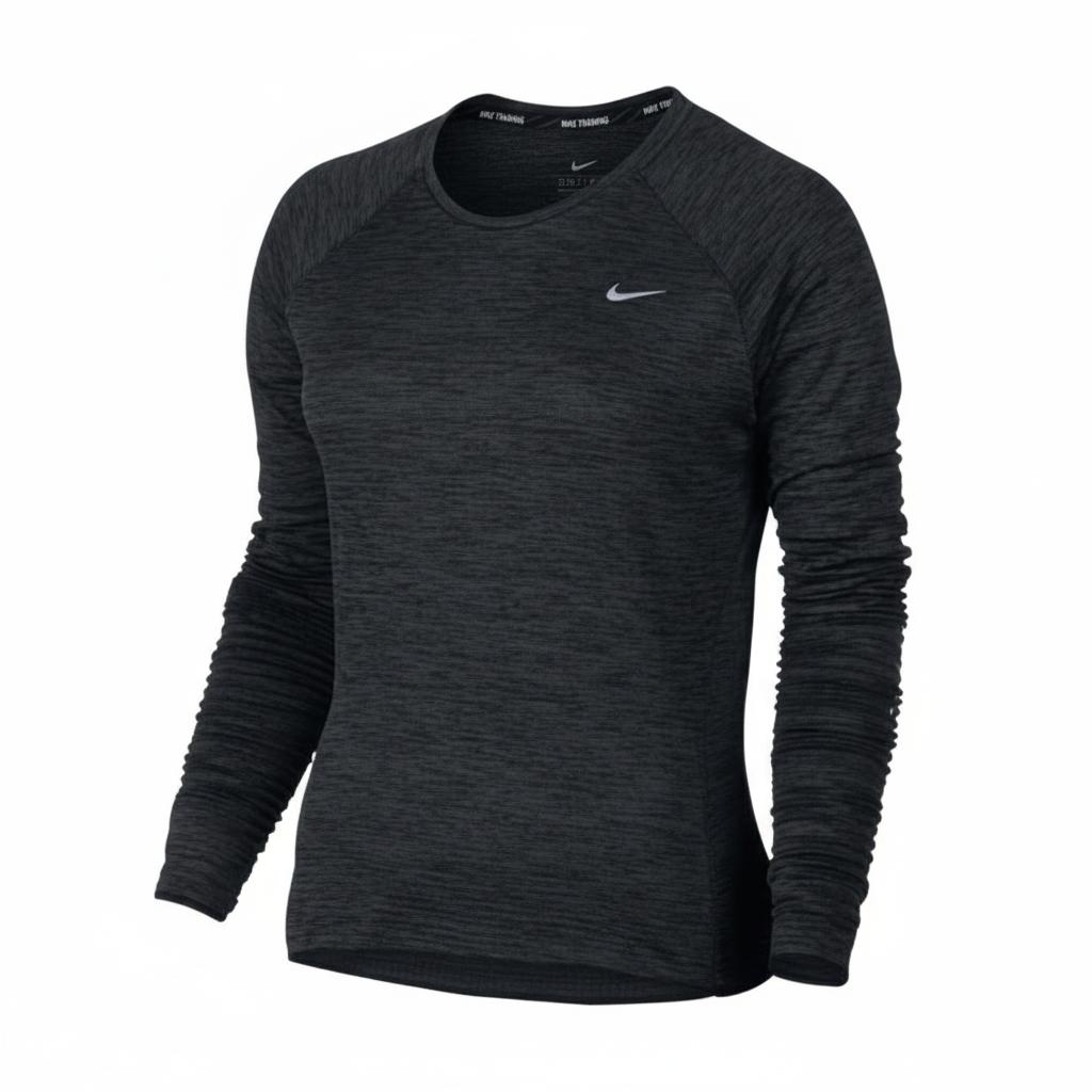 Nike Dri Fit Fleece Lined Moisture Wicking Quick Dry Crew Neck Long Sleeved Running T Shirt Women s 812043-010 M