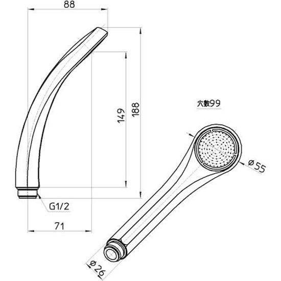 SANEI Low Water Pressure Shower Head Saving Rate 25 Increased Flow Comes 5 Adapters PS321B-81XA-MW2