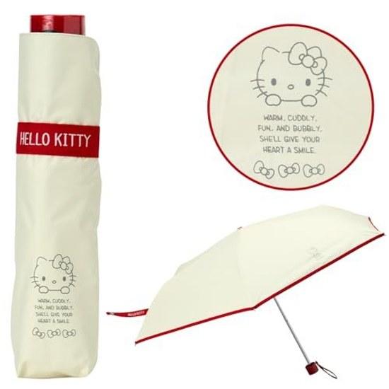 Sanrio Folding Umbrella Sun Rain Hello Kitty 100 Polyester UV Cut Rate 99.9 Higher Light Blocking Water Repellent Treatment 297780
