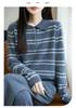 2025 Fall Women's Pure Wool Casual Stripe Polo Collar Long Sleeve Sweater