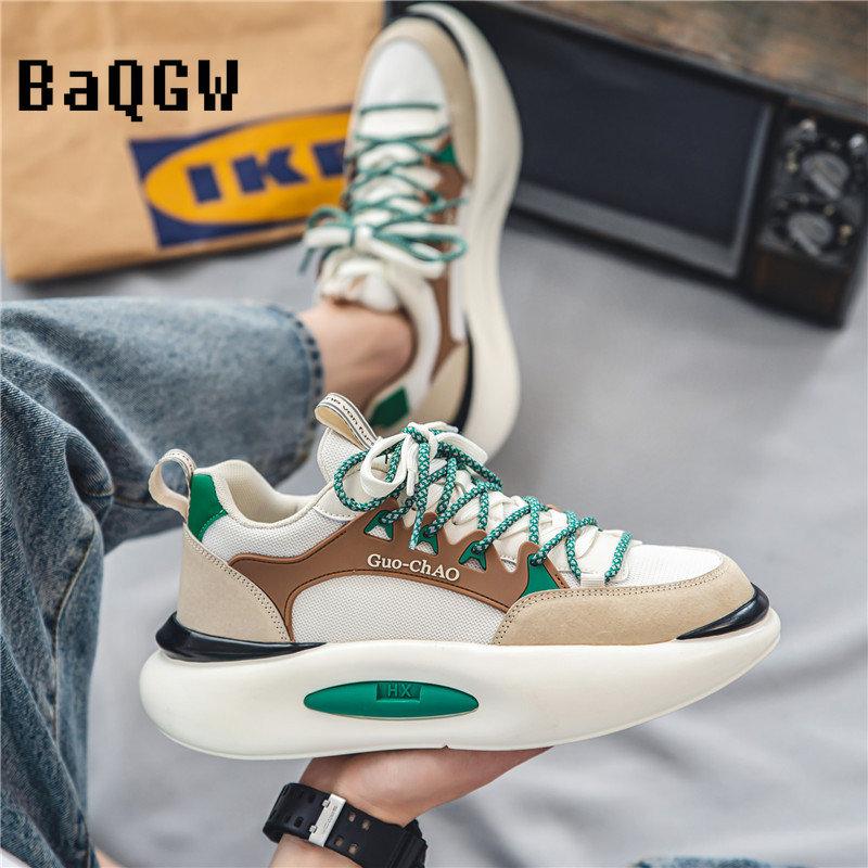 Fashion Men Thick Sole Running Shoes Casual Mesh Breathable Height Increased Platform Sports Workout Shoes Male Chunky Sneakers