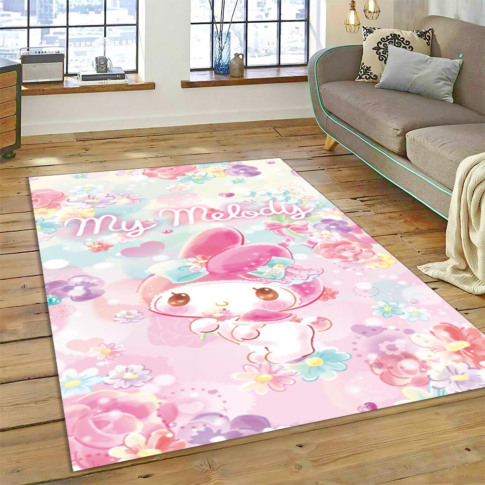 27 Style Cartoon Melody Melo Kawaii Sanrio Carpet Rug for Bedroom Living Room Home Sofa Decoration,kids Large Decor Floor Mat HD