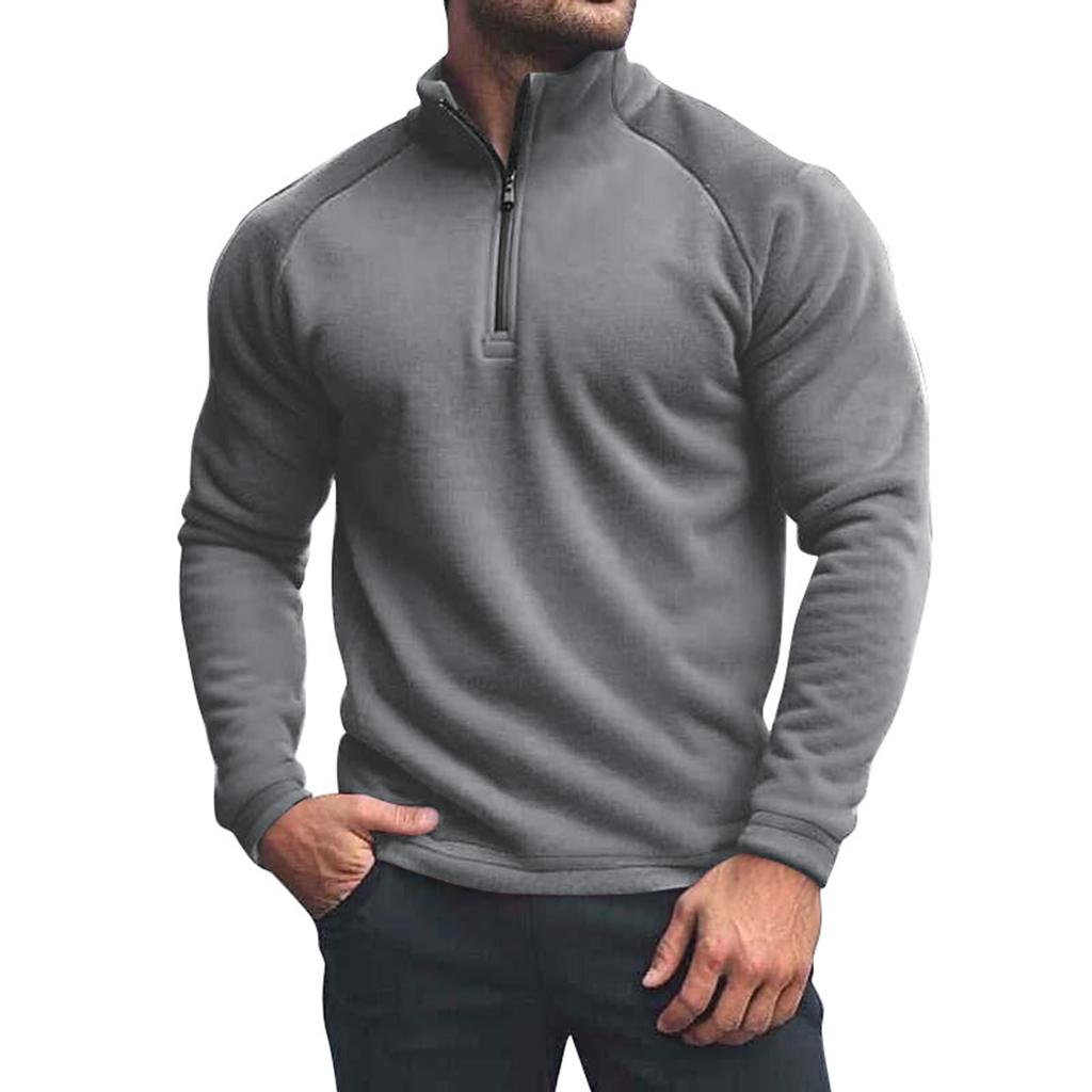 Men's Color Half-Zip Sweatshirt Men's Sports Large Size Casual Pullover Sweatshirt