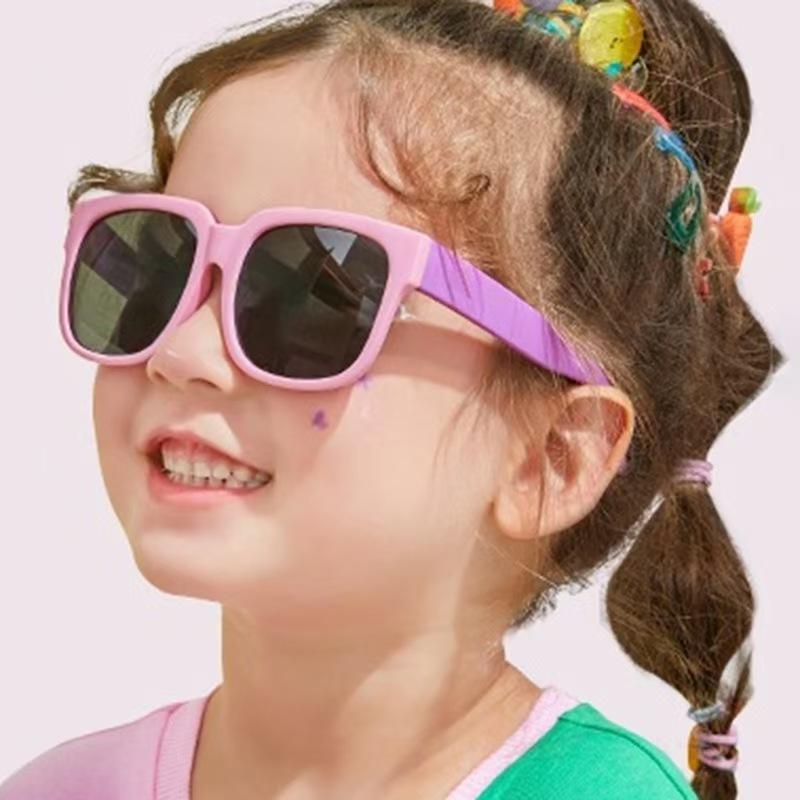 New Fashionable Folding Children Sunglasses Cute Baby Square Frame UV Protection Eyewear Summer Kids Accessories