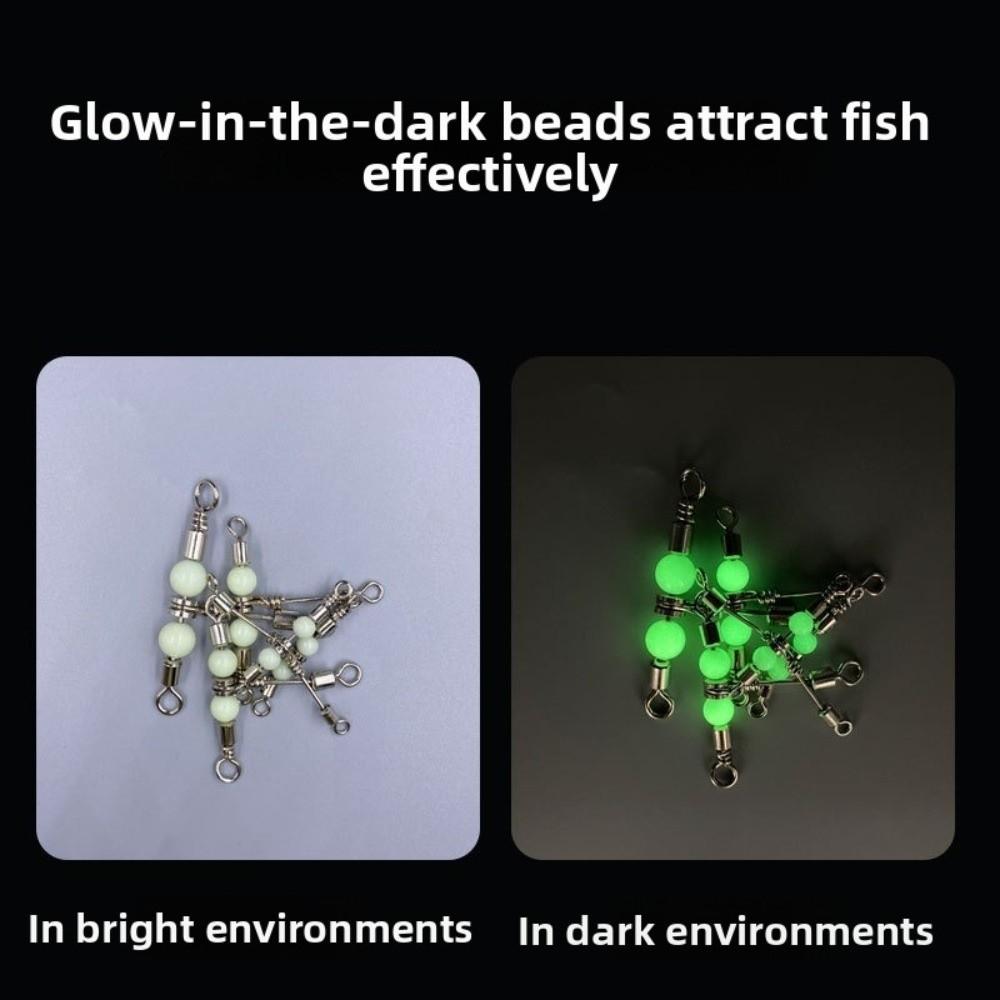 5pcs Luminous Bead Fishing Swivels 5pcs Sea Fishing Connector  Saltwater Fishing