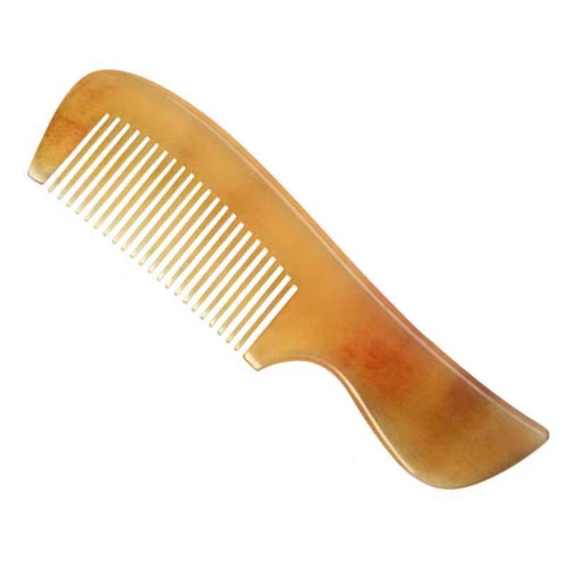 Natural Sheep Horn Comb with Smooth Handle - Medium Size