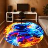 1PC Fire Lightning Round Chair mat Area Rug - Non-Slip, Floor Mat for Office, Bedroom, and Indoor Decor -Gift D1127241