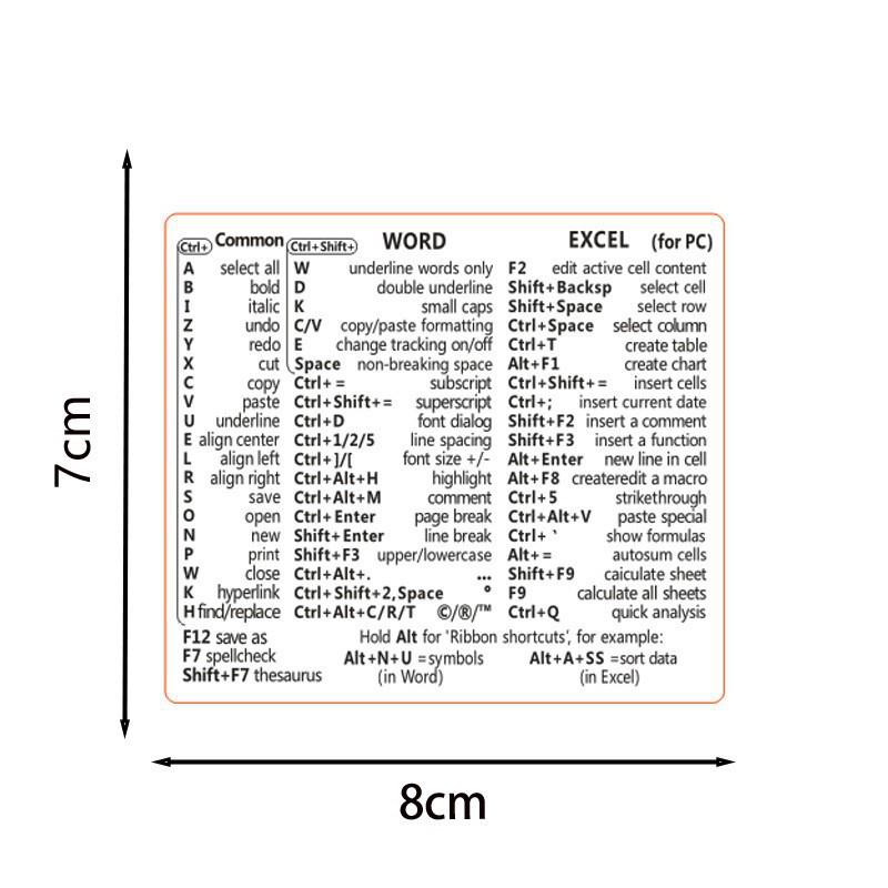 Waterproof Keyboard Shortcuts Sticker for Windows/MacBook Laptops