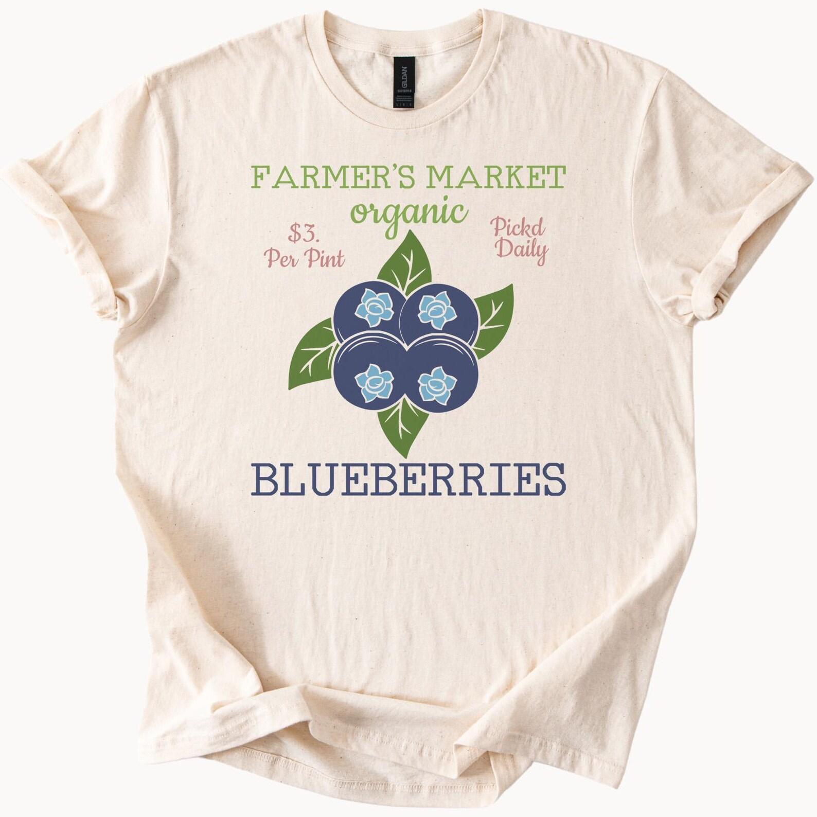 Farmers Market Organic Blueberry Graphic T Shirt Summer Fruit Garden Tee Unique Blueberry Design  Mens Blueberries Fresh Picked Shirt 120