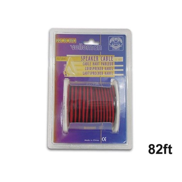 HQ-Power Câble haut-parleur 2x0,75mm², 25 mètres, rouge noir, rouleau, cuivre OFC, pour système audio, haute performance