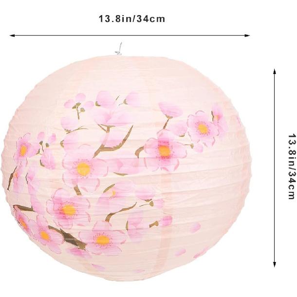 BESPORTBLE Pink Paper Lantern, Japanese Paper Lantern Cherry Blossom Paper Lantern Rund Paper Lantern Hanging for Restaurant Home Wedding Party