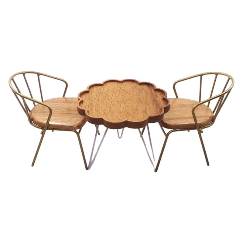 1/12 Scale Miniature Coffee Table Chair Set Scene Decoration Furniture Doll House Accessories Leisure Setting Props