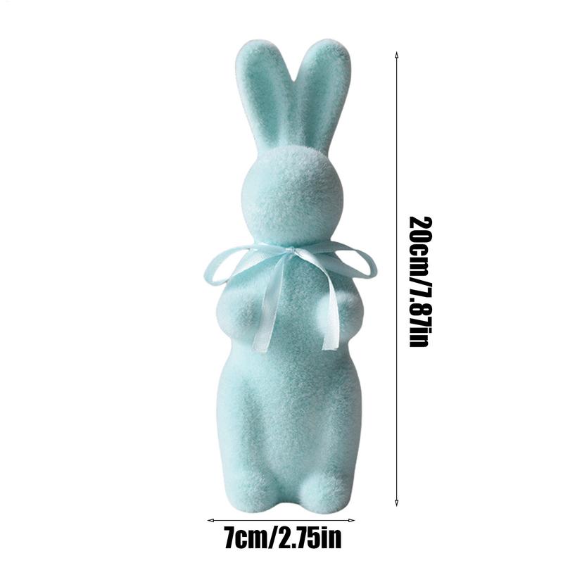 Easter Flocked Bunny Decor Flocked Tabletop Bunny Sculpture Decor Rabbit Shape Decoration Tool For Cupboard Bookshelf Fireplace
