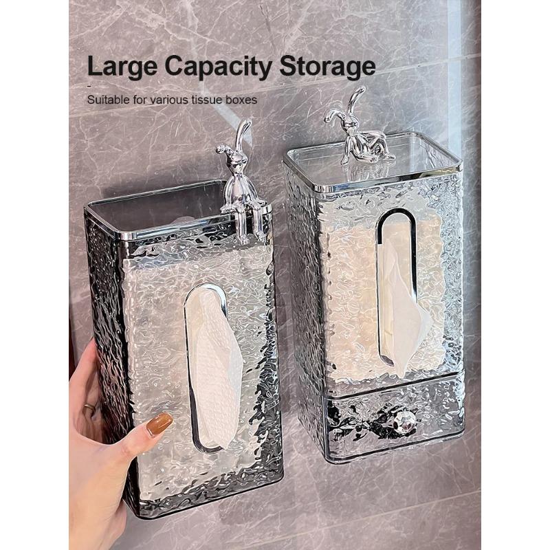 mr basket Wall Mounted Household Bathroom Tissue Box Wash Face Towel Storage Box Multifunctional Creative Kitchen Drawer Box