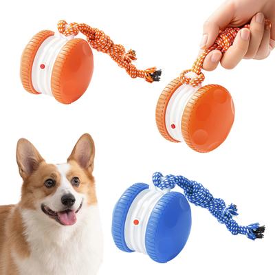 Rollendes Hundespielzeug 2 Geschwindigkeitsstufen Automatisches Rollendes Haustierspielzeug Elektrisches Interaktives Hundespielzeug Ball mit Seil für Kleine Mittlere Hunde Katzen Spielen Langeweile Linderung