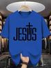 Christlicher Glaube Aufdruck Unisex Kurzarm T-Shirt Jesus Ist König Kreuz Text Rundhals T-Shirt Religiöser Glaube Stil Männlich Streetwear Mode Oberteil