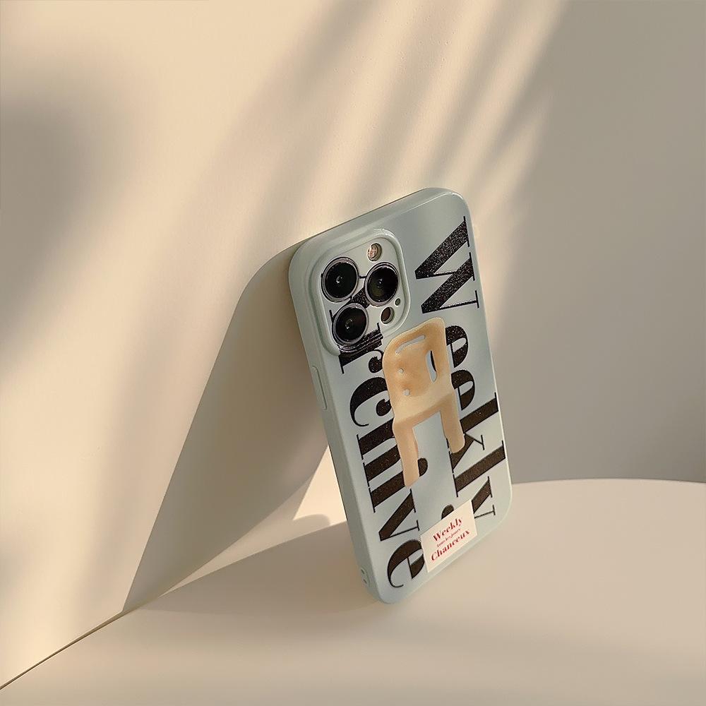 Niche Retro Ins Chair for IPhone17 for Apple 14pro Max Mobile Phone Case 16 All-inclusive 15 Korean Style