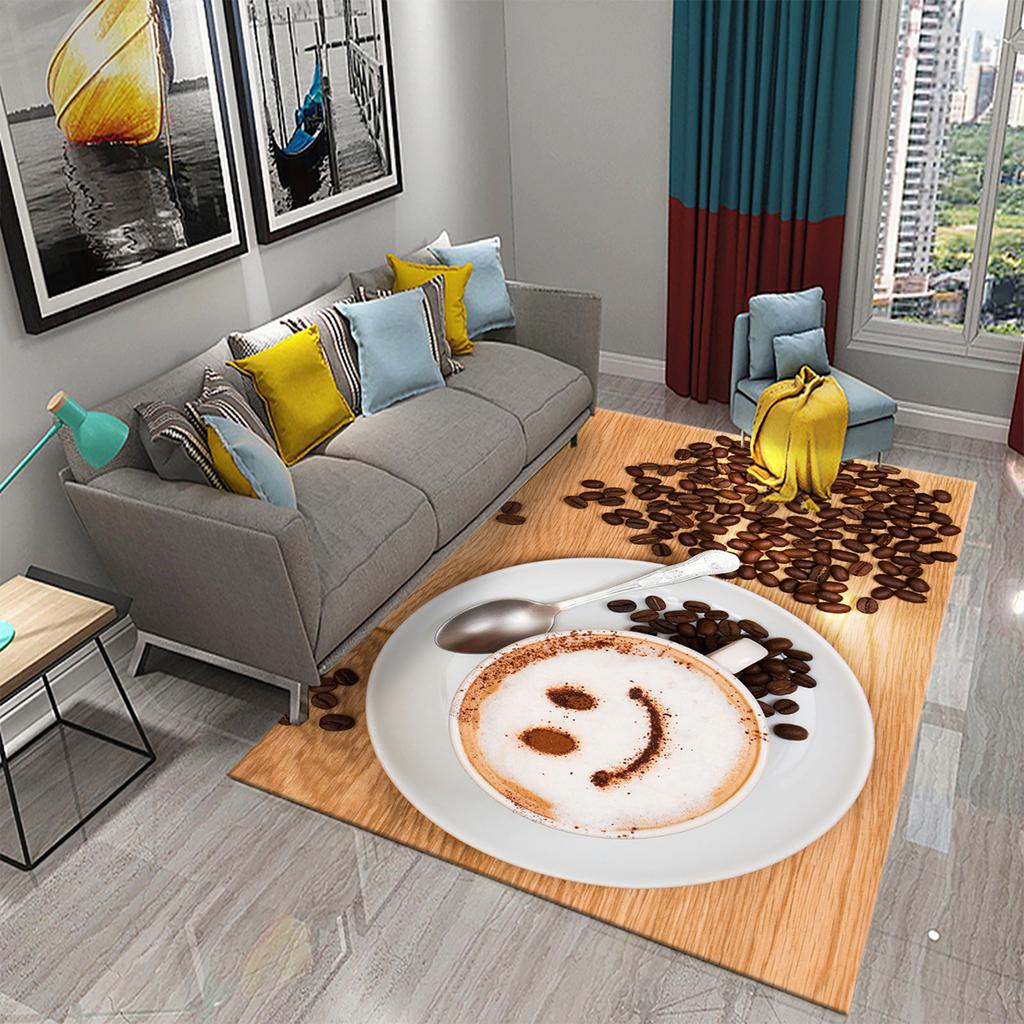 3D Print Coffee Breakfast Theme Carpet Creative Carpet Rug Living Room Bedroom Decor Kitchen Bathroom Non Slip Floor Mat Gifts