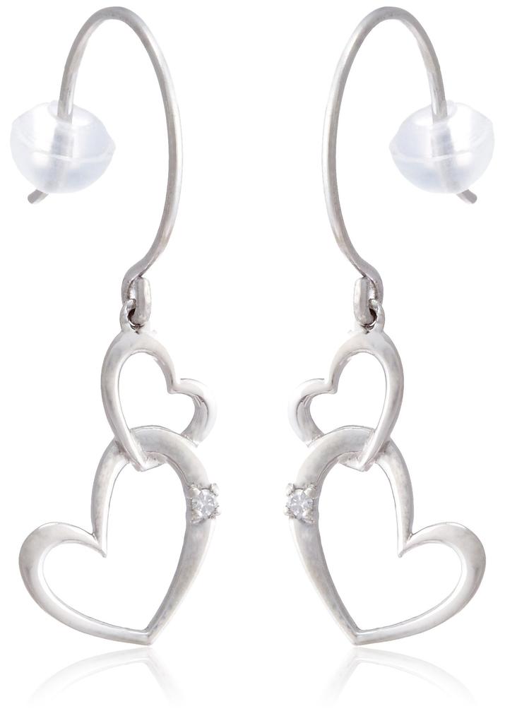 Haute Platine Platinum PT950 Diamond Swaying Double Heart Hook Earrings [Haute Pureté Platine] Pureté 0.012ct P-srum-di