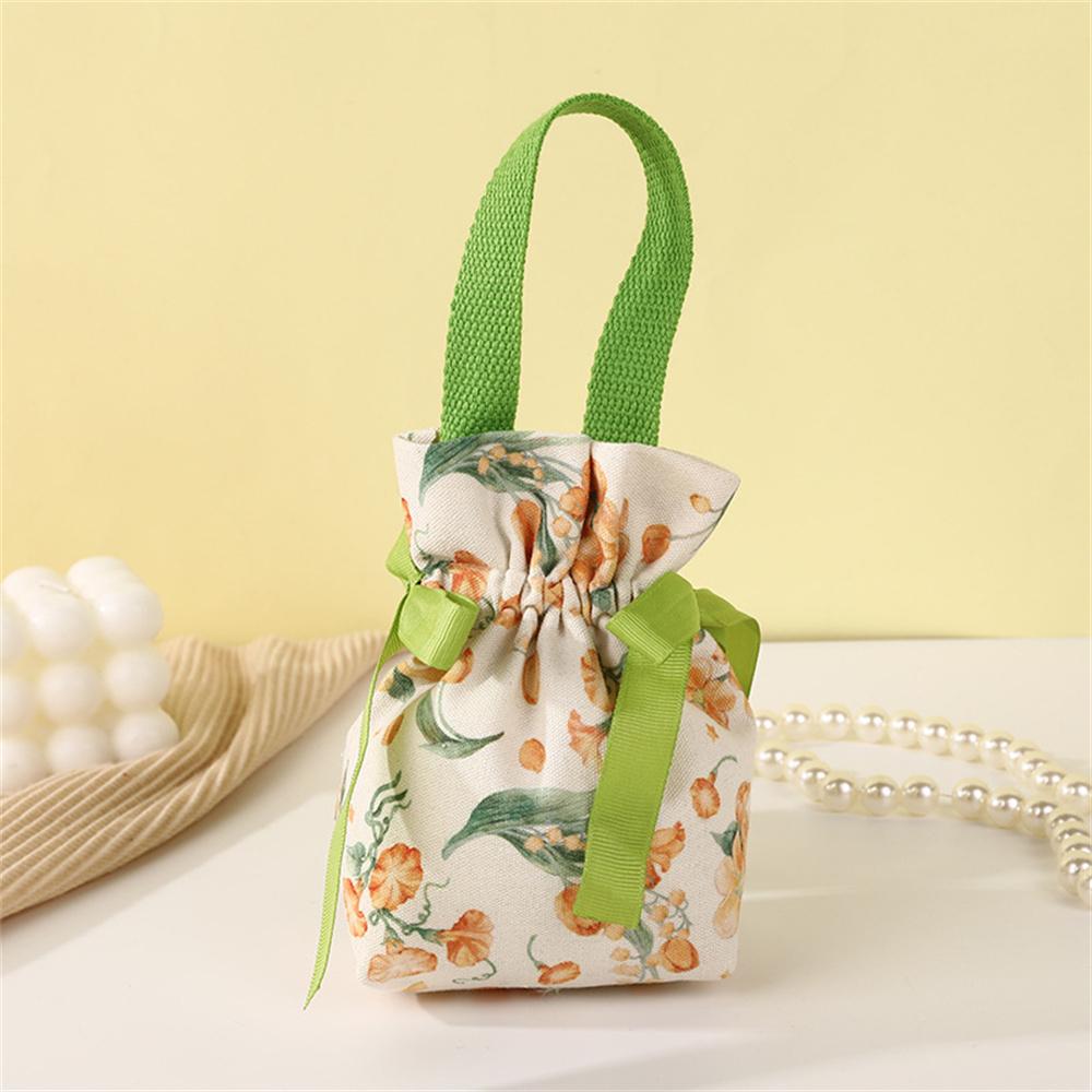 New Wedding Candy Bag Portable Canvas Gift Bag Party Wedding Goodie Packing Box Simple Red Green Handheld Gift Storage Bags