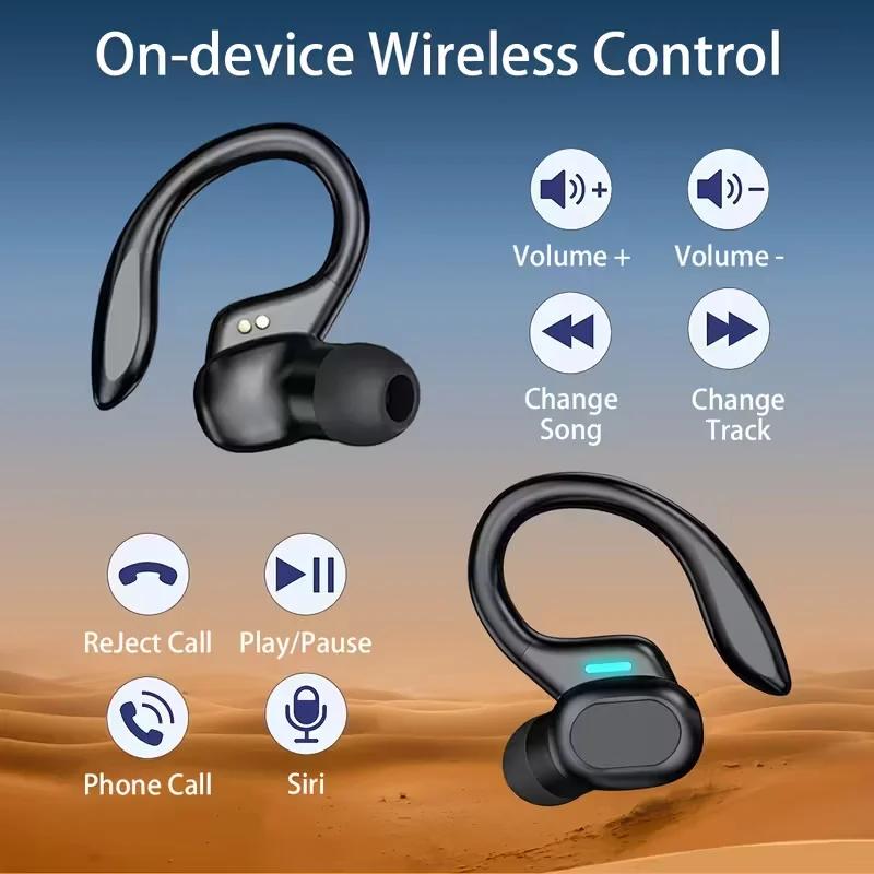 SP16 Earhooks Sports Bluetooth Wireless Headsets with Mic,LED Power Display,ENC,Hifi Stereo Sound Gaming Headset
