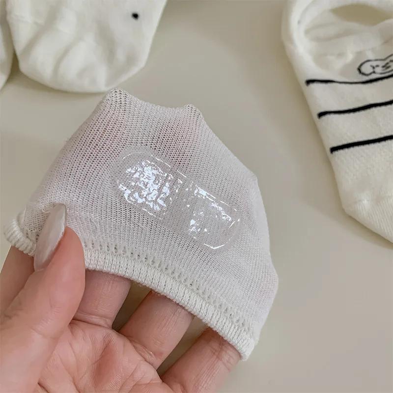 Sock Slippers Women Cotton Thin Breathable Summer Invisible No Show Socks Silicone Non-slip Girls Kawaii Cartoon Low Cut Socks