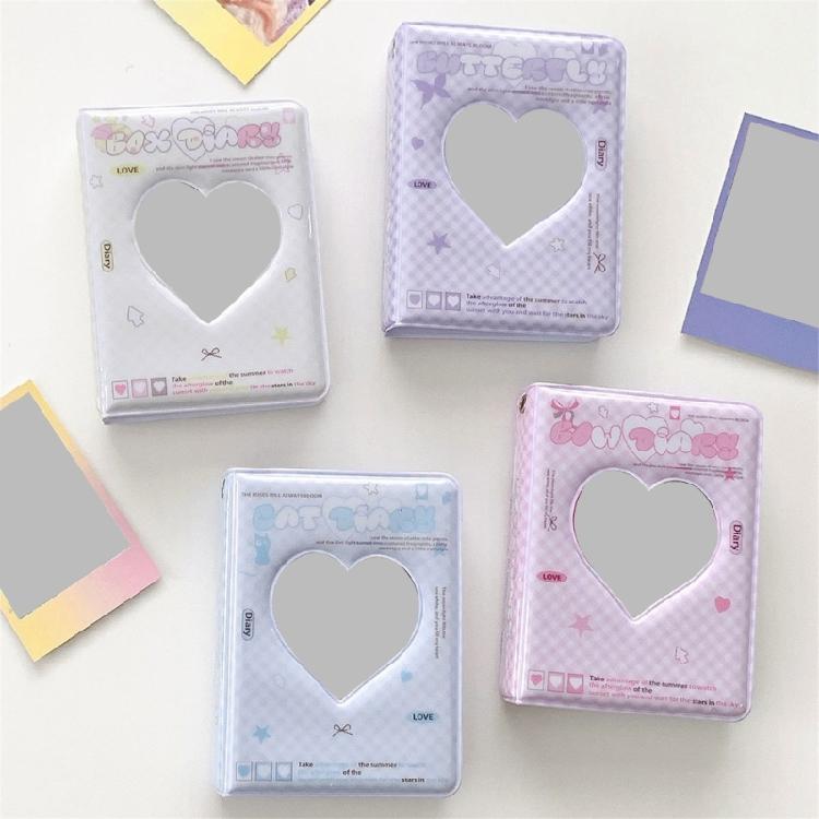 3Inch Mini Photo Card Album Heart Hollowed Styles Cover with 40 Pocket Card Binder Book for Capturing Daily Moment