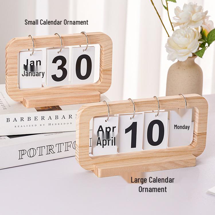 Creative Wooden Flip Calendar: Desktop Ornament & Photo Prop