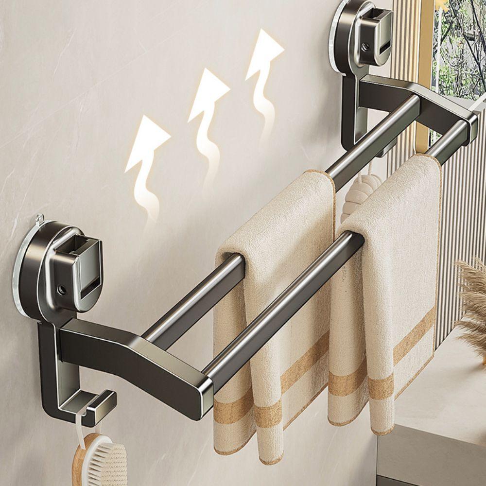 with Hook Suction Cup Towel Pole Punching Free Towel Storage Hanger Bathroom Towel Rack  Hotel