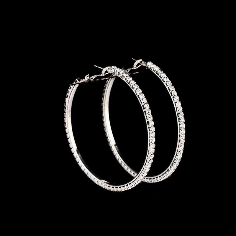 Korean Chic Luxury Diamond C-Shape Hoop Earrings