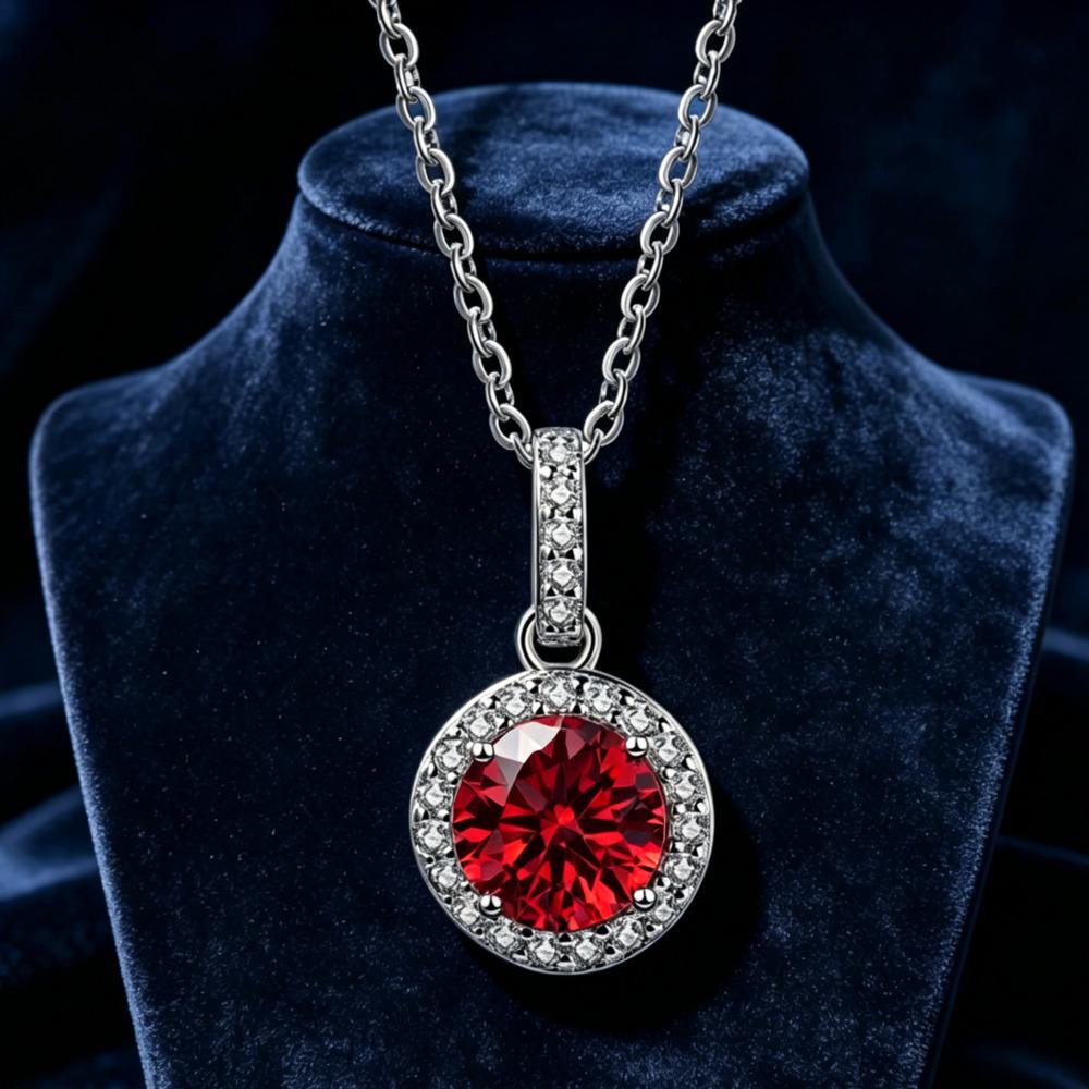 6.5mm 925 Sterling Silver Moissanite Pendant Necklace Ideal Gift For Proposal Engagement Anniversary