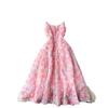 High-end Celebrity Small Dress Women's Dinner Party Dress Heavy Industry Three-dimensional Rose Flower Waist Suspender Dress Women