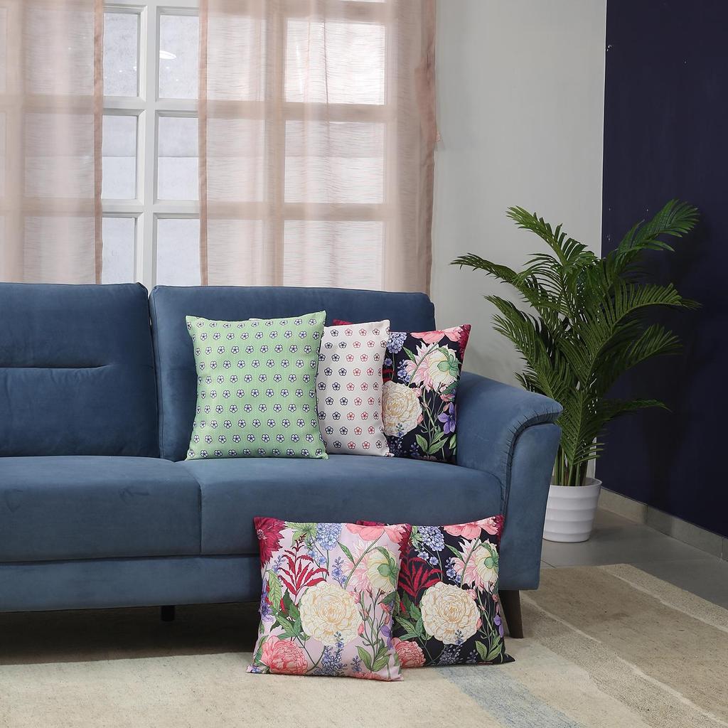 KOKO MAISON INC Wild Beauty Polystain Kissenbezug (Packung mit 5) | Klappenverschluss | Digitaldruck