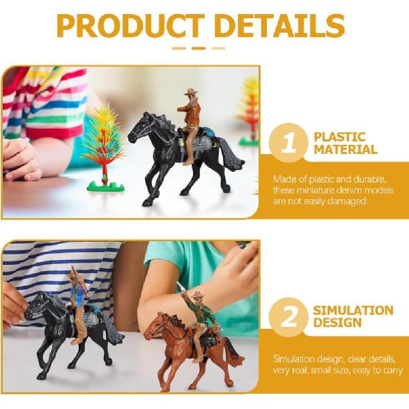 Western Figures Horse Carriage Model Playset Plastic West Figurines Riding Horse Action Figure Educational Toys Table Decoration for Boys Girls Kids