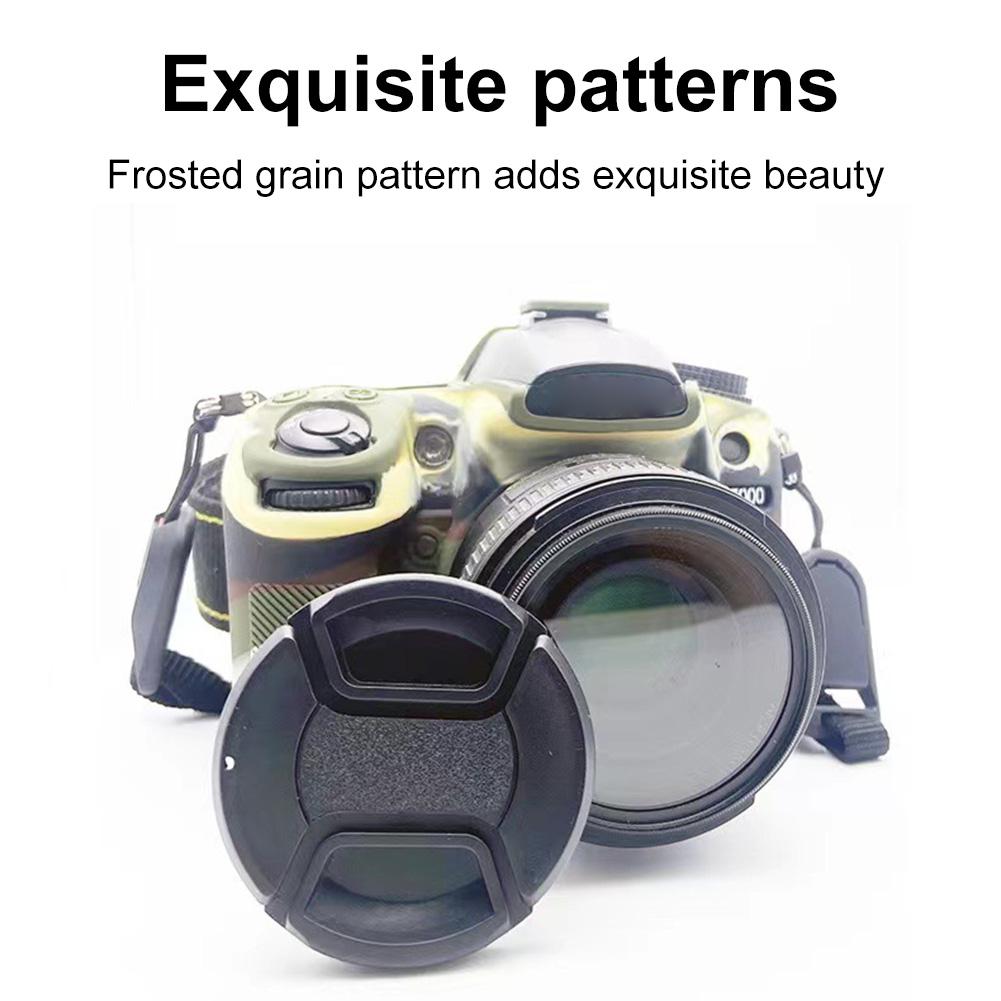 Camera Lens Cap 49 52 55 58 62 67 72 77mm Lens Cap Cover with Lanyard Snap-On Center-Pinch Lens Cap for DSLR Camera 52mm
