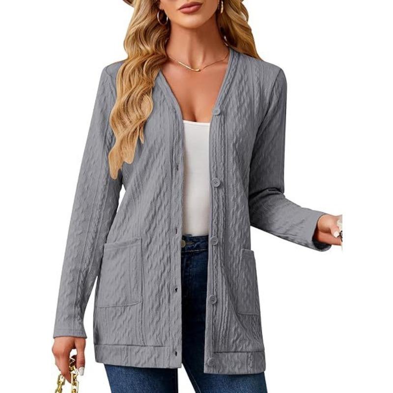 YYFS Women's Fashion Casual Fall Winter Solid Color Print Long Sleeve Sweaters