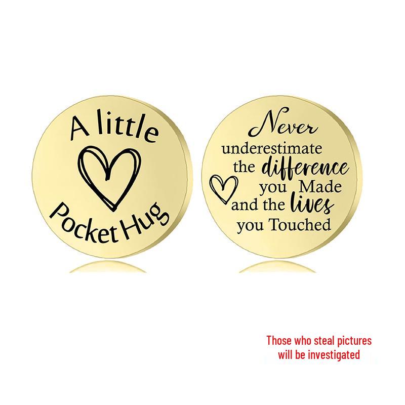 Lucky Charm Motivational Coin: Engravable Stainless Steel Couple & Family Gift Ornament.